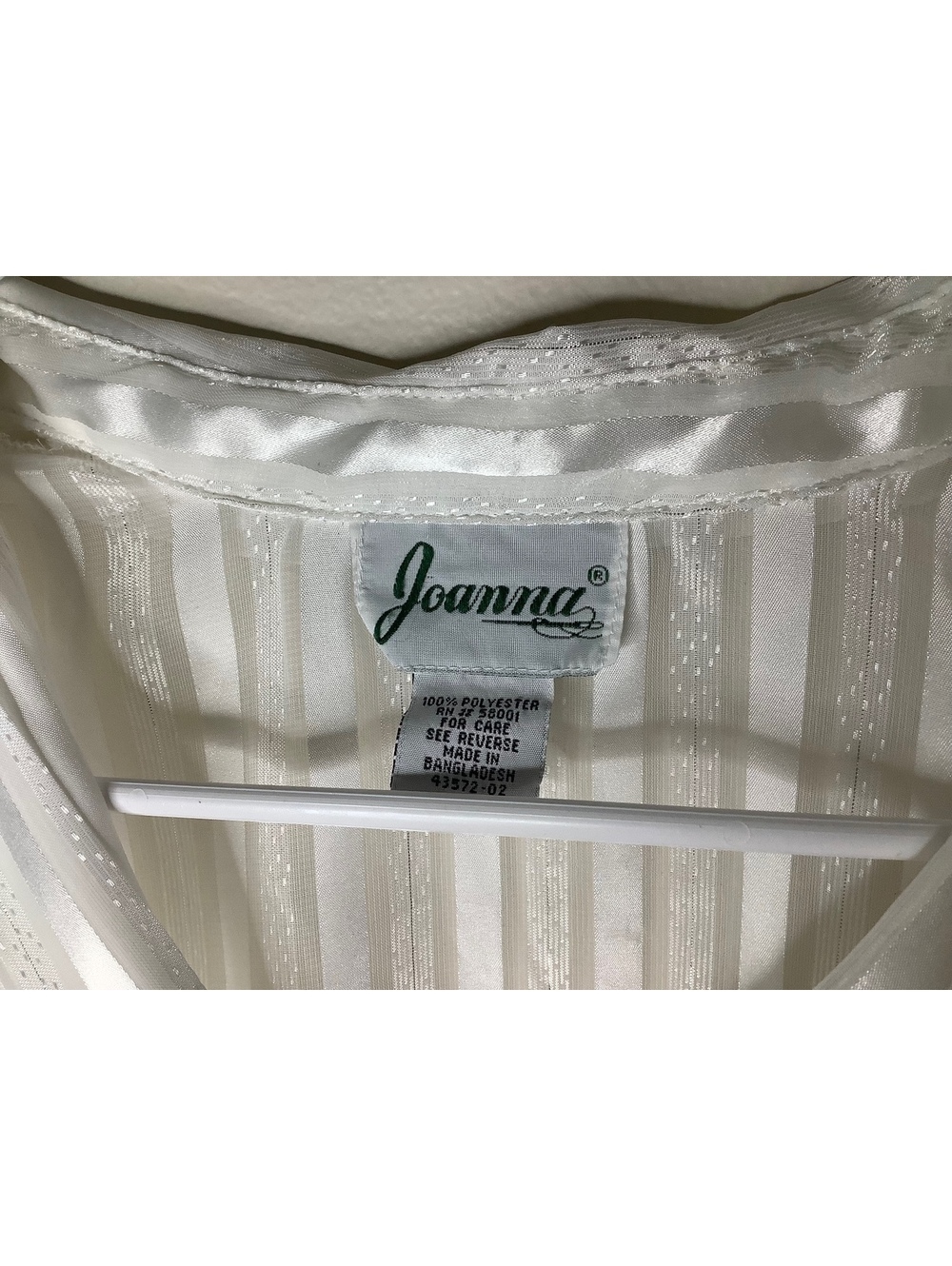 < Vintage Joanna White Striped Sheer Satin Button-Front Top > - Picture 5 of 7
